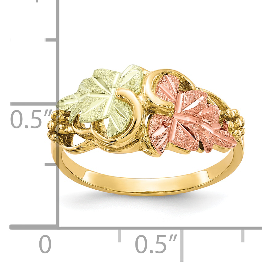 10k dreifarbig schwarz Hügel gold Blumenring 10BH664 - Bild 4 von 7