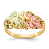 10K and 12K Tri-color Black Hills Gold Grapes and Leaves Ring view 1