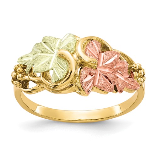 10K and 12K Tri-color Black Hills Gold Grapes and Leaves Ring