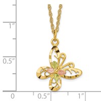 10K and 12K Tri-color Black Hills Gold Butterfly 14K Gold-filled Chain Necklace, 18" view 3