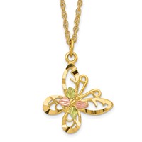 10K and 12K Tri-color Black Hills Gold Butterfly 14K Gold-filled Chain Necklace, 18" view 1