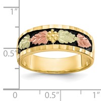 10K and 12K Tri-color Black Hills Gold Antiqued Leaves Mens Band view 4
