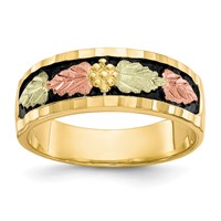 10K and 12K Tri-color Black Hills Gold Antiqued Leaves Mens Band view 1