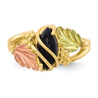 10K and 12K Tri-color Black Hills Gold Marquise Onyx Ring view 5