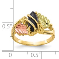 10K and 12K Tri-color Black Hills Gold Marquise Onyx Ring view 4