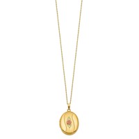 10K and 12K Tri-color Black Hills Gold 32mm Rose Oval Locket 14K Gold-filled Chain Necklace, 18" view 2
