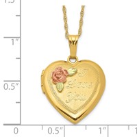 10K and 12K Tri-color Black Hills Gold 18mm I Love You Necklace with Rose Heart Locket 14K Gold-filled Chain, 18" view 3