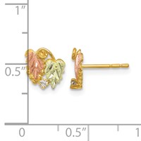 10K and 12K Tri-color Black Hills Gold Leaves 0.05 Carat Diamond Post Earrings view 4