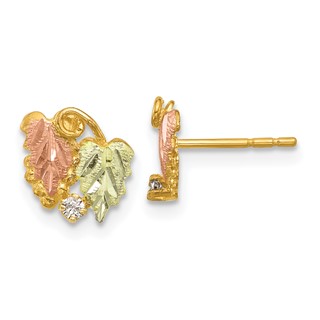 10k Tri-Color Black Hills Gold Diamond Post Earrings