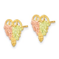 10K and 12K Tri-color Black Hills Gold Grapes and Leaves Post Earrings view 2