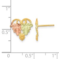 10K and 12K Tri-color Black Hills Gold Grapes and Leaves Post Earrings view 4
