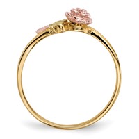 10K and 12K Tri-color Black Hills Gold Diamond Rose and Leaves Ring view 2