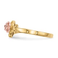 10K and 12K Tri-color Black Hills Gold Diamond Rose and Leaves Ring view 3