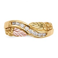 10K and 12K Tri-color Black Hills Gold Grapes and Leaves 0.17 Carat Diamond Ring view 4