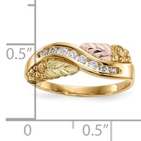 10K and 12K Tri-color Black Hills Gold Grapes and Leaves 0.17 Carat Diamond Ring view 5