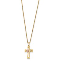 10K and 12K Tri-color Black Hills Gold Grapes and Leaf on Cross 14K Gold-filled Chain Necklace, 18" view 2