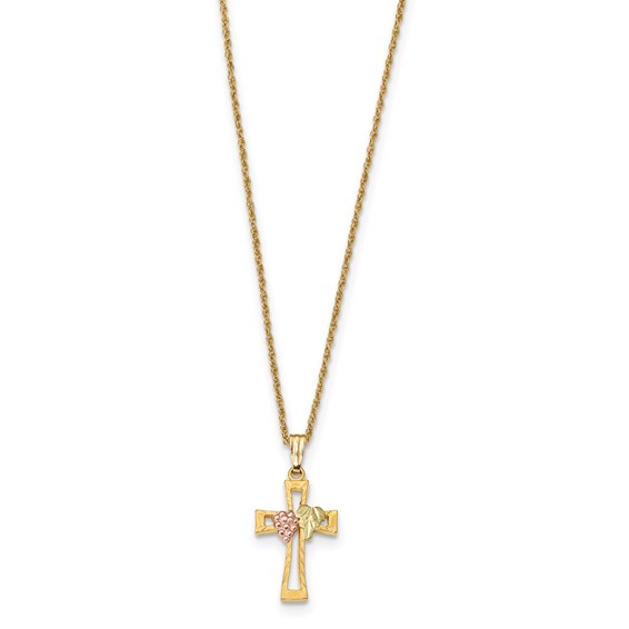 10k Tri-Color Black Hills Gold Cross Necklace