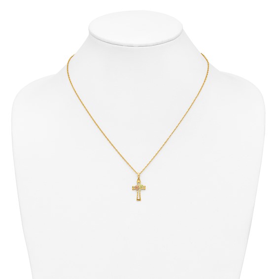 10k Tri-Color Black Hills Gold Cross Necklace
