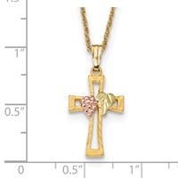 10K and 12K Tri-color Black Hills Gold Grapes and Leaf on Cross 14K Gold-filled Chain Necklace, 18" view 3