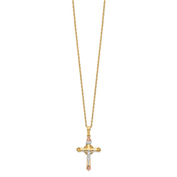 10k & 14k Gold Filled w/ 12k Accents Cross Necklace