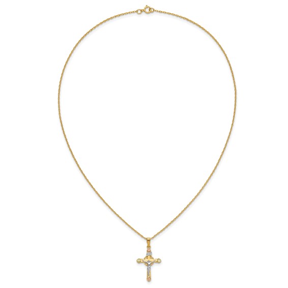 10k & 14k Gold Filled w/ 12k Accents Cross Necklace