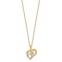 10K and 12K Tri-color Black Hills Gold Hummingbird in Heart 14K Gold-filled Chain Necklace, 18" view 2