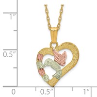 10K and 12K Tri-color Black Hills Gold Hummingbird in Heart 14K Gold-filled Chain Necklace, 18" view 3