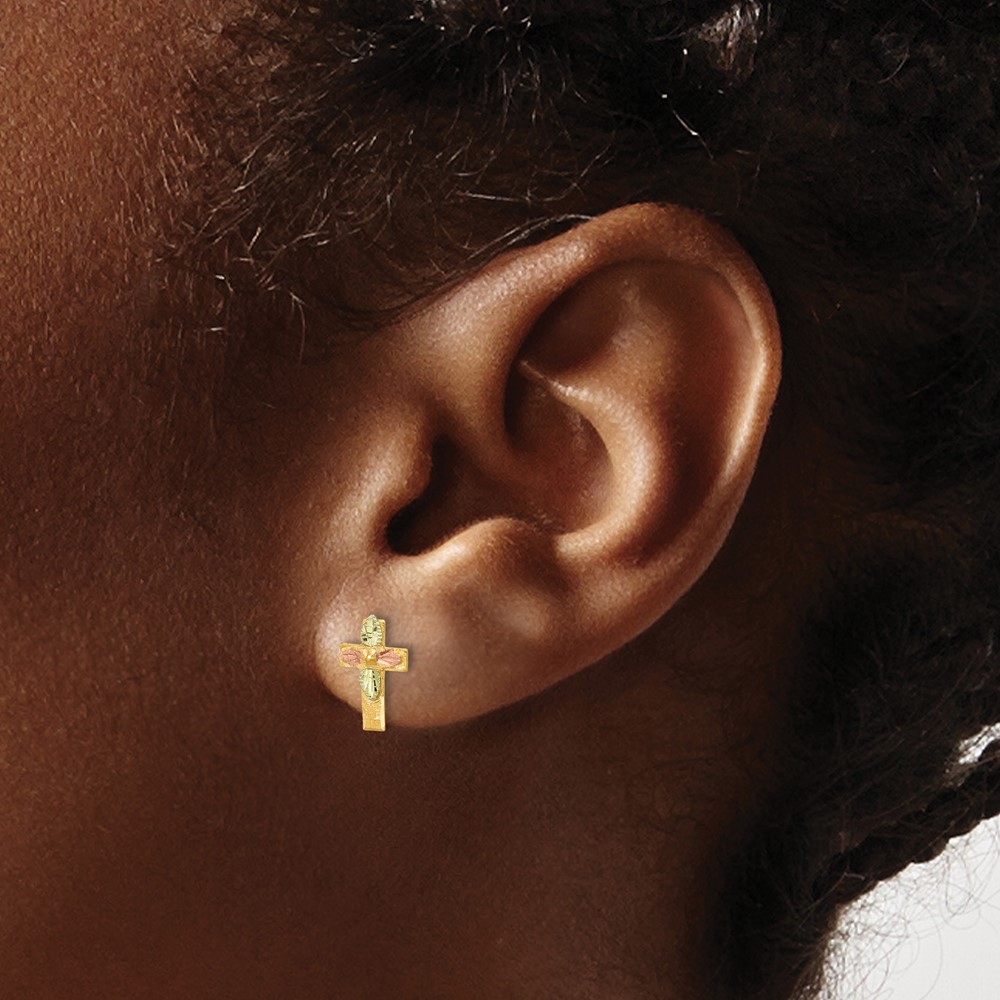 10k Tri-Color Black Hills Gold Cross Earrings (10BH697)