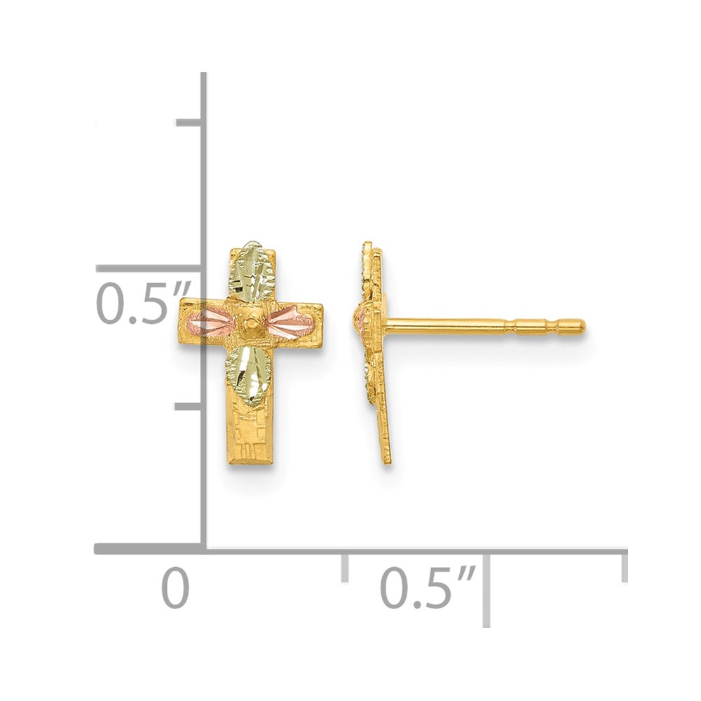 10k Tri-Color Black Hills Gold Cross Earrings (10BH697)