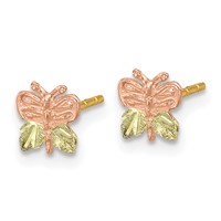 10K and 12K Tri-color Black Hills Gold Butterfly Post Earrings view 2