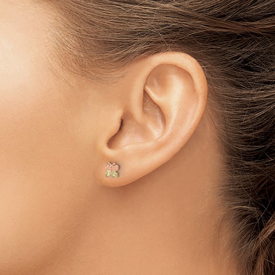 10k Tri-Color Black Hills Gold Butterfly Earrings