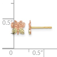 10K and 12K Tri-color Black Hills Gold Butterfly Post Earrings view 4