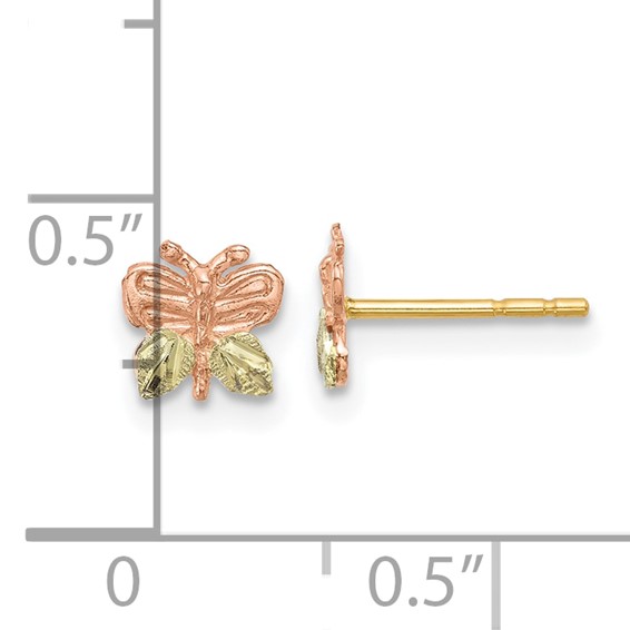 10k Tri-Color Black Hills Gold Butterfly Earrings