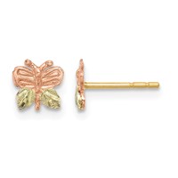 10K and 12K Tri-color Black Hills Gold Butterfly Post Earrings view 1