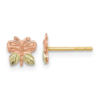 10k Tri-Color Black Hills Gold Butterfly Earrings