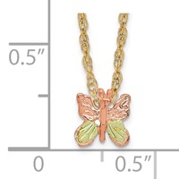 10K and 12K Tri-color Black Hills Gold Butterfly 14K Gold-filled Chain Necklace, 18" view 3