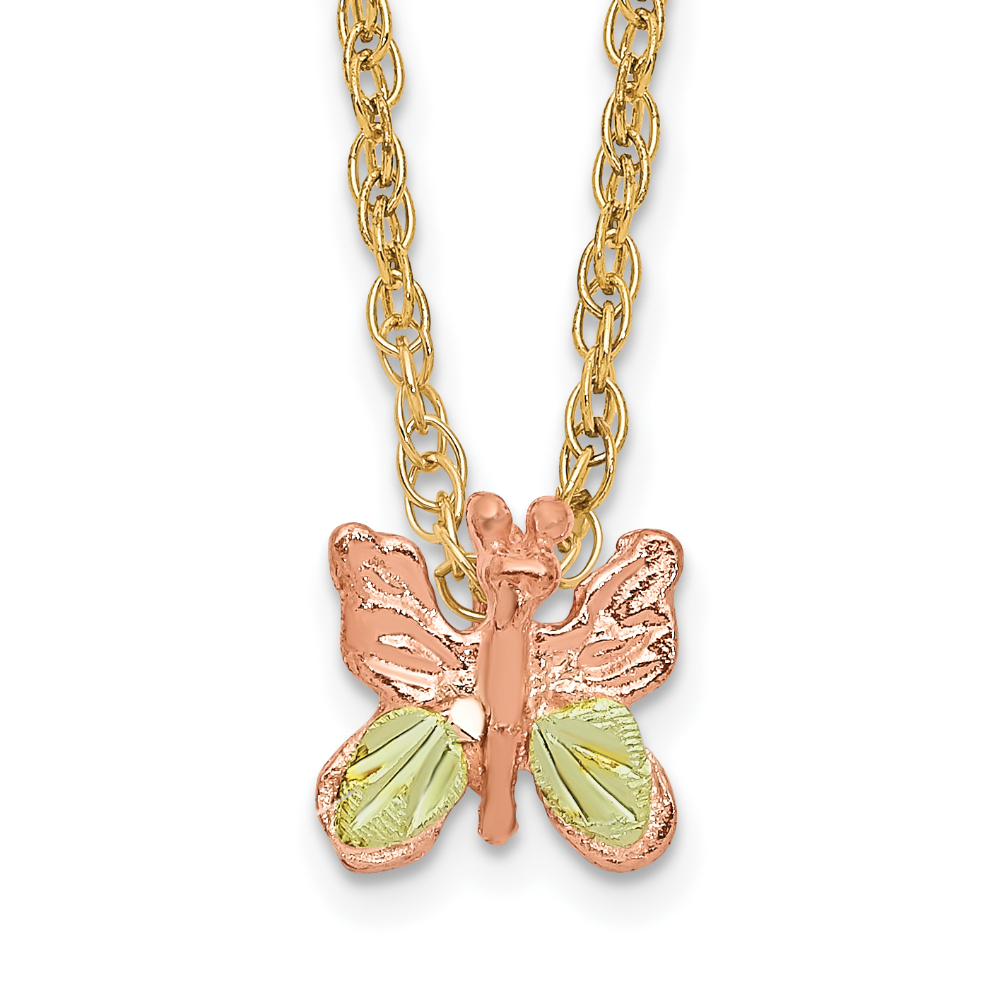 10k Tri-Color Black Hills Gold Butterfly Necklace (10BH700-18)