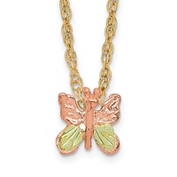 10K and 12K Tri-color Black Hills Gold Butterfly 14K Gold-filled Chain Necklace, 18" view 1