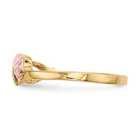 10K and 12K Tri-color Black Hills Gold 0.05 Carat Diamond Rosebud and Leaf Ring view 3