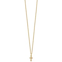 10K and 12K Tri-color Black Hills Gold Leaves on Small Cross 14K Gold-filled Chain Necklace, 18" view 2