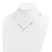 10K and 12K Tri-color Black Hills Gold Leaves on Small Cross 14K Gold-filled Chain Necklace, 18" view 4