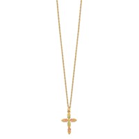 10K and 12K Tri-color Black Hills Gold Grapes and Leaves Cross 14K Gold-filled Chain Necklace, 18" view 2