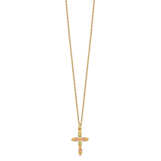 10k Tri-Color Black Hills Gold Cross Necklace