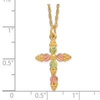 10K and 12K Tri-color Black Hills Gold Grapes and Leaves Cross 14K Gold-filled Chain Necklace, 18" view 5