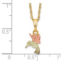 10K and 12K Tri-color Black Hills Gold Hummingbird 14K Gold-filled Chain Necklace, 18" view 3