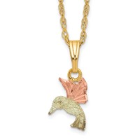 10K and 12K Tri-color Black Hills Gold Hummingbird 14K Gold-filled Chain Necklace, 18" view 1