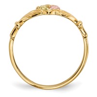 10K and 12K Tri-color Black Hills Gold Leaves on Heart Claddagh Ring view 2