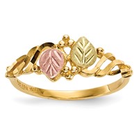 10K and 12K Tri-color Black Hills Gold Leaves Twist Ring view 1