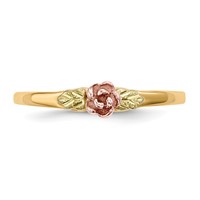 10K and 12K Tri-color Black Hills Gold Rose and Leaves Ring view 4