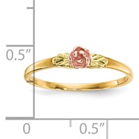 10K and 12K Tri-color Black Hills Gold Rose and Leaves Ring view 5